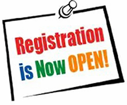 Sign that reads Registration is now open